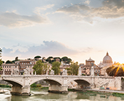 The River Tiber with a view of Vatican City, Rome