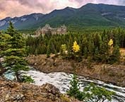 Suplhur Mountain and Fairmont Banff Springs across Bow River